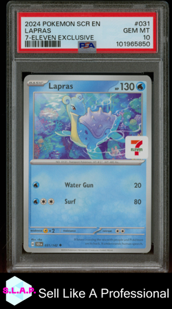 LAPRAS 7-ELEVEN EXCLUSIVE POKEMON SCR EN-STELLAR CROWN 2024 031 PSA 10 - Image 1