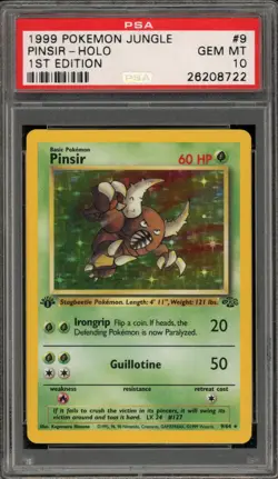 Pokemon Pinsir Jungle 1st Edition Holo Rare #9 PSA 10 Gem Mint - Image 1