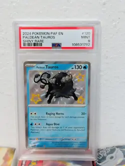 Paldean Tauros 120/091 Paldean Fates Shiny Rare Holo PSA 9 MINT - Pokemon TCG - Image 1