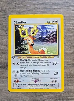 Pokemon TCG Stantler 1st Edition 76/111 Neo Genesis LP - Image 1