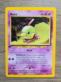 Pokemon TCG Natu 67/111 1st First Edition Neo Genesis LP - Image 1