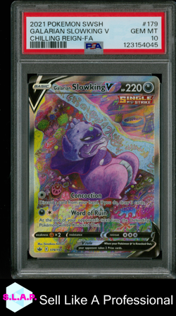 GALARIAN SLOWKING V CHILLING REIGN-FA POKEMON SW & SH 2021 179 PSA 10 - Image 1