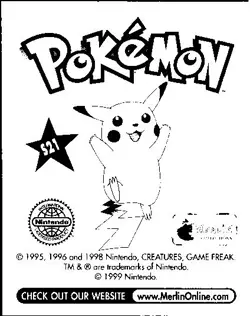 Pokemon Rare Merlin Eevee Prism Holo Pokemon Sticker Card S21 1999 Merlin - Image 2