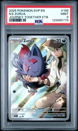 2025 POKEMON SVP EN-SV JOURNEY TOGETHER ETB PROMO #189 N'S ZORUA PSA 9 - Image 1
