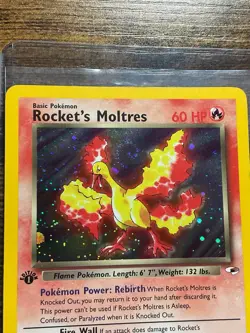 2000 Pokemon Gym Heroes 1st Edition Rocket's Moltres Holo #12/132 - Image 2