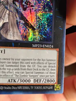 Yugioh x1 The Zombie Vampire MP23-EN024 Prismatic Secret Rare 1st Ed(Near Mint) - Image 3
