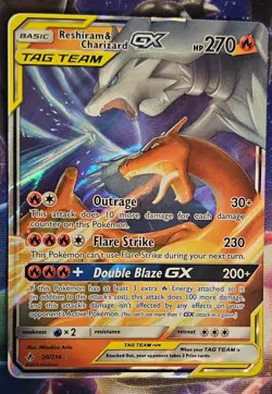 Pokemon Reshiram & Charizard GX Unbroken Bonds 20/214 Sun & Moon Card - Image 1