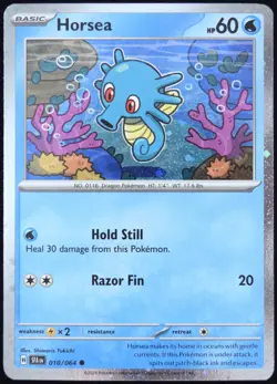 Pokemon TCG Horsea 010/064 2024 Shrouded Fable Cosmos Holo Promo Card - LP - Image 1