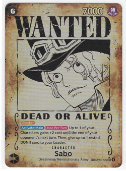 Sabo Wanted Poster Card SEC SP OP13-120 Carrying On His Will English Alt Art - Image 1