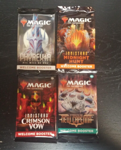 MTG ASSORTED WELCOME PACK 4 CHOICES INNISTRAD PHYREXIA ALL WILL BE ONE CAPENNA - Image 1