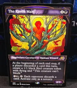magic the gathering - The Raven Man - Legendary Creature - Human Wizard - Black - Image 1