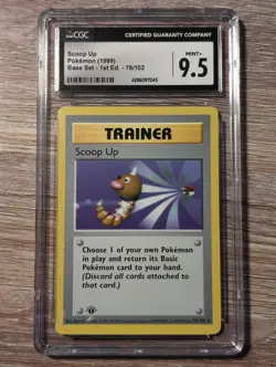 1999 Pokemon Base Set Scoop Up #78 1st Edition CGC Mint+ 9.5 - Image 1