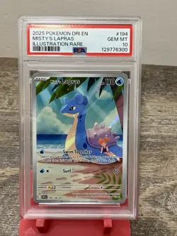 2025 POKEMON DRI EN-DESTINED RIVALS ILLUSTRATION RARE #194 MISTY'S LAPRAS PSA 10 - Image 1