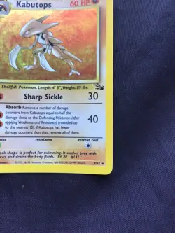 Pokemon Cards: Fossil Rare Holo: Kabutops 9/62 - Image 5