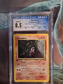 CGC 8.5 HOUNDOUR 5 NEO DISCOVERY HOLO POKEMON TCG W/ SUB-GRADES SWIRL - Image 1
