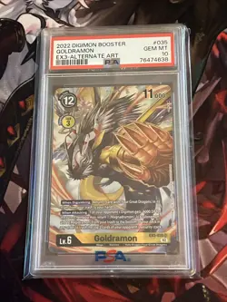 PSA 10 Goldramon Alt Art EX3-0355 Draconic Roar 2022 Digimon TCG Gem Mint Card - Image 1