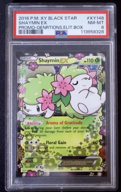 Pokemon TCG Shaymin EX XY148 Generations Holo Black Star Promo Card PSA 8 - Image 1