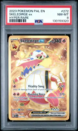 PSA 8 Skeledirge EX 272/193 Paldea Evolved Gold HR Holo Pokemon Card - Mint - Image 1