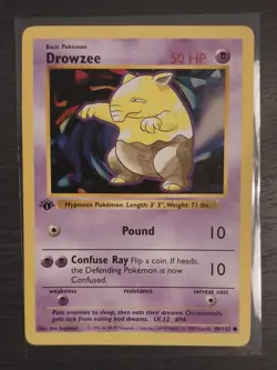 Pokemon Card Drowzee Shadowless 1st Edition Base Set Common 49/102 - Image 1
