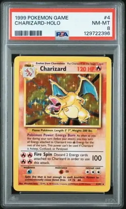 1999 Charizard Holo Base Set Unlimited Pokemon TCG #4/102 PSA 8 NM-Mint - Image 1