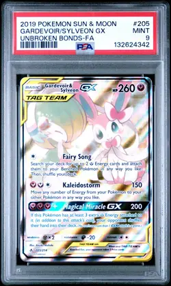 2019 POKEMON SUN & MOON UNBROKEN BONDS FULL ART/GARDEVOIR & SYLVEON GX PSA 9 - Image 1