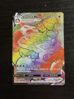2020 Pokemon TCG Snorlax VMAX Rainbow Sword & Shield Secret Rare Card #206/202 - Image 3