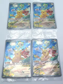 Lot 4 x Pikachu Pokemon SVP 027 Scarlet Violet Paldea ETB Promo Sealed Cards - Image 2