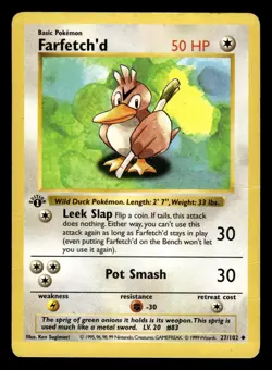 Farfetch'd 27/102 1st Edition Shadowless Base Set Pokemon Card - Image 1