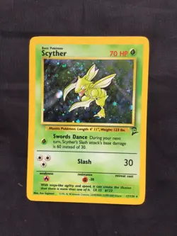 Pokemon Cards: Base Set 2 Rare Holo: Scyther 17/130 - Image 1