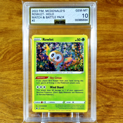 Pokemon Mcdonald's Match & Battle Pack Promo Rowlet 2/15 AGS Gem-MT 10 Holo 2022 - Image 1