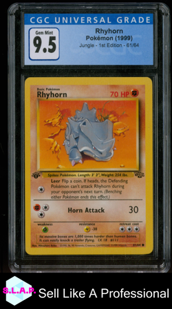 RHYHORN JUNGLE - 1ST EDITION 61/64 POKEMON CGC 9.5 - Image 1