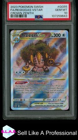 FA/REGIGIGAS VSTAR CROWN ZENITH POKEMON SWSH CROWN ZENITH 2023 GG55 PSA 10 - Image 1