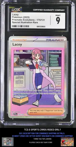 2025 Pokemon Prismatic Evolutions #175/131 Lacey Graded CGC 9 - Image 1