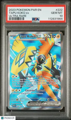2023 Pokemon Par EN-Paradox Rift Tapu Koko EX Ultra Rare PSA 10 222/182 - Image 1