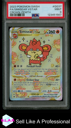 FA/SIMISEAR VSTAR CROWN ZENITH POKEMON SWORD AND SHIELD 2023 GG37 PSA 9 - Image 1