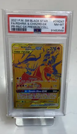PSA 8, Reshiram & Charizard GX SM247 - Tag Team Black Star Promo Pokemon TCG - Image 1