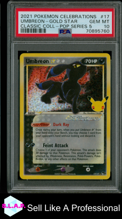 UMBREON-GOLD STR POKEMON CLASSIC COLL-POP SERIES 5 CELEB 2021 17 PSA 10 - Image 1