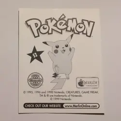 Pokemon - Ash & Pikachu - Topps Merlin Sticker - Series 1 - #S2/36 - Holo - 1999 - Image 2