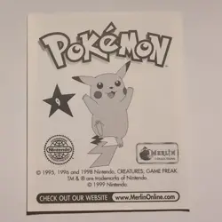 Pokemon - Blastoise - Topps Merlin Sticker - Series 1 - #9/240 - 1999 - Image 2