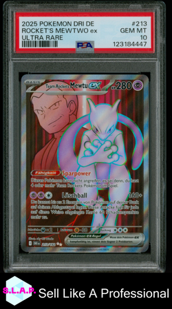 ROCKET'S MEWTWO EX ULTRA RARE POKEMON GERMAN DRI DESTINED RIVALS 2025 213 PSA 10 - Image 1