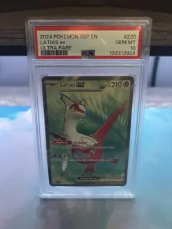 2024 Pokemon TCG Latias EX Double Rare Card 220/191 Surging Sparks PSA 10 Gem MT - Image 1