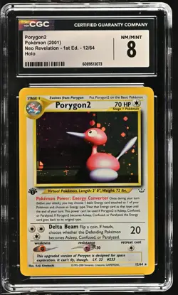 CGC 8 Porygon2 Neo Revelation 1st Edition 12/64 Holo Pokemon Card - Image 1