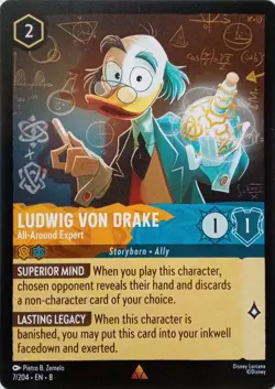 7/204 LUDWIG VON DRAKE ALL-AROUND EXPERT EN8 RARE DISNEY LORCANA CARD - Image 1