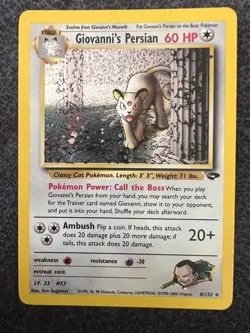 Giovanni's Persian 8/132 Holo Rare Gym Challenge Pokemon Card NM - Image 1