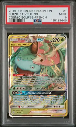 Carte Pokemon Florizarre Et Vipelierre GX 1/236 PSA 9 Eclipse Cosmique NEUVE - Image 1