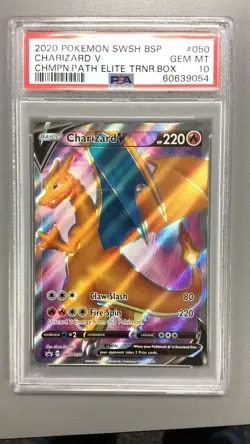 2020 Pokemon Champions Path Charizard V Elite Trainer Box Promo SWSH 050 PSA 10 - Image 1