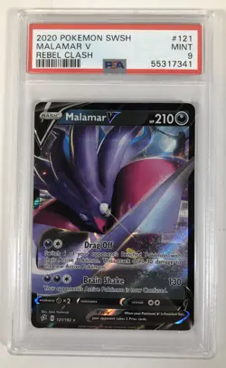 2020 MALAMAR V Pokemon Sword & Shield Rebel Clash 121 PSA 9 Mint - Image 1