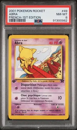 Carte Pokemon Abra 49/82 PSA 8 Edition 1 Team Rocket Wizards FRA - Image 1