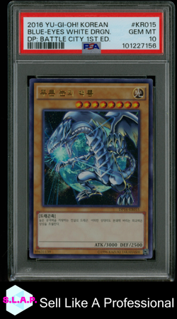 BLUE-EYES WHITE DRGN. DP BATTLE CITY 1ST ED YUGIOH KOR 2016 KR015 PSA 10 - Image 1