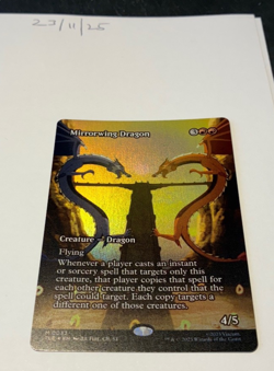 Magic the Gathering MTG Mirrorwing Dragon x1 Borderless FOIL Card NM/M - Image 1